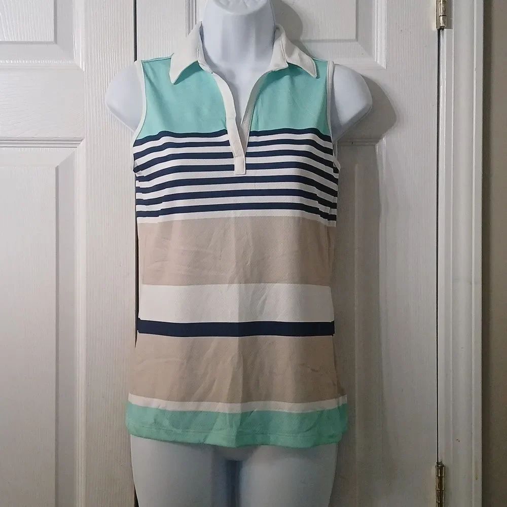 IZOD Golf sleeveless striped shirt Sz XS EUC